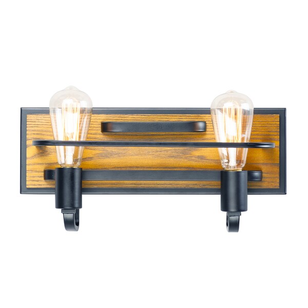 Maxim Lighting Black Forest 2-Light " Wide Black / Ashbury Vanity Light 10302BKASB - main